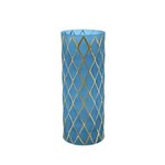 Ficha técnica e caractérísticas do produto Vaso Decorativo Vidro Azul e Dourado 12X30,5X12Cm
