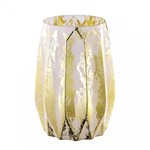 Ficha técnica e caractérísticas do produto Vaso Decorativo Vidro Canelado 20cmx15cm Mart Collection Nude