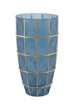 Ficha técnica e caractérísticas do produto Vaso em Vidro Azul e Dourado