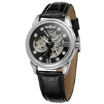 Ficha técnica e caractérísticas do produto Vencedor do homem Auto Mecânica Assista Bead Skeleton Dial PU Leather Strap Male Wristwatch