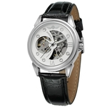 Ficha técnica e caractérísticas do produto FLY Vencedor do homem Auto Mecânica Assista Bead Skeleton Dial PU Leather Strap Male Wristwatch