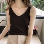Ficha técnica e caractérísticas do produto Ver?o Mulheres Silk Ice Knit Camisole Feminino Dentro Mangas T-shirt Selvagem Vest