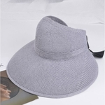 Ficha técnica e caractérísticas do produto Chapéu de Sol Verão Mulheres Simples cor sólida oca Top Aba larga Beach Sun Hat