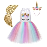 Ficha técnica e caractérísticas do produto Dress vestido 3Pcs menina Lantejoulas Malha Hand-Tied asa do anjo Princess Dress Hairband de Ouro da asa do anjo