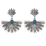 Ficha técnica e caractérísticas do produto Vintage Faux Turquoise Inlay Metal Fan Shape Pendant Women Stud Earrings Jewelry