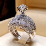 Ficha técnica e caractérísticas do produto Vintage Women Round Wedding Charme Finger Ring Rhinestone Party Jewelry Presentes