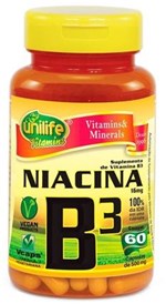 Ficha técnica e caractérísticas do produto Vitamina B3 - Niacina 500 MG - 60 Capsulas - Unilife