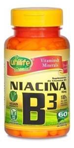 Ficha técnica e caractérísticas do produto Vitamina B3 Niacina 60 Cápsulas 500Mg Unilife