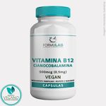 VEGAN: Vitamina B12 500mcg - Cianocobalamina - 90 CÁPSULAS