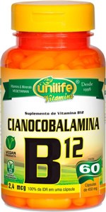 Ficha técnica e caractérísticas do produto Vitamina B12 Cianocobalamina Unilife 60 Capsulas 450mg