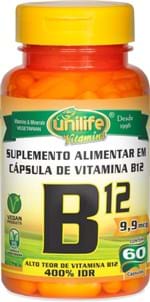 Ficha técnica e caractérísticas do produto Vitamina B12 Cianocobalamina Unilife 60 Capsulas