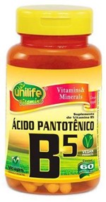 Ficha técnica e caractérísticas do produto Vitamina B5 - Acido Pantotenico - 60 Capsulas - Unilife