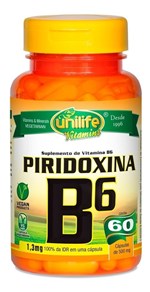Ficha técnica e caractérísticas do produto Vitamina B6 Piridoxina 60 Cápsulas 500Mg - Unilife (Natural)