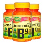 Vitamina B9 (Ácido Fólico) - 3 Un de 60 Cápsulas - Unilife