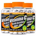 Vitamina C (Ácido Ascórbico) - 3 Un de 120 Tabletes - Lauton