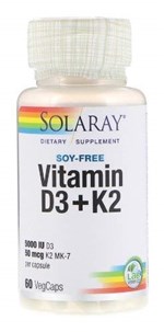 Ficha técnica e caractérísticas do produto Vitamina D3 5000 Ui + K2 Mk-7 50mcg - 60 Cápsulas