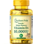 Ficha técnica e caractérísticas do produto Vitamina D3 250mcg 10000IU Puritans Pride 200Softgels
