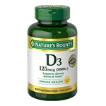 Vitamina D3 da Nature's Bounty 125 mcg 5000 UI – 400 softgel