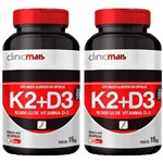 Ficha técnica e caractérísticas do produto Vitaminas K2 + D3 - 2 Unidades de 30 Cápsulas - Clinic Mais