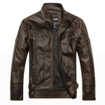 Ficha técnica e caractérísticas do produto Homens Motorcycle Jacket Leather Zipper fresco moda Slim Fit PU Top Coat Couro sintético