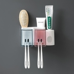 Ficha técnica e caractérísticas do produto Wall Mounted porta-escovas Creme dental Dispenser armazenamento Rack para acessórios de casa de banho