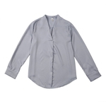 Ficha técnica e caractérísticas do produto Women Spring Autumn Solid Color Loose Casual Long Sleeved V-neck Chiffon Shirt