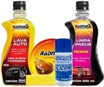 Kit P Limpeza de Carros Motos Cera+silicone+shampoo+pretinho - Radnaq
