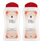 Ficha técnica e caractérísticas do produto 2x Talco Desodorante Tabu Tradicional Perfumado Pós Banho Deixa Pele Suave Cheirosa 100g
