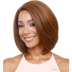 Ficha técnica e caractérísticas do produto Zhifan Top Sale Blonde Brown Straight Bob Shot Wigs Nature Look Hair Synthetic For American Africa Women